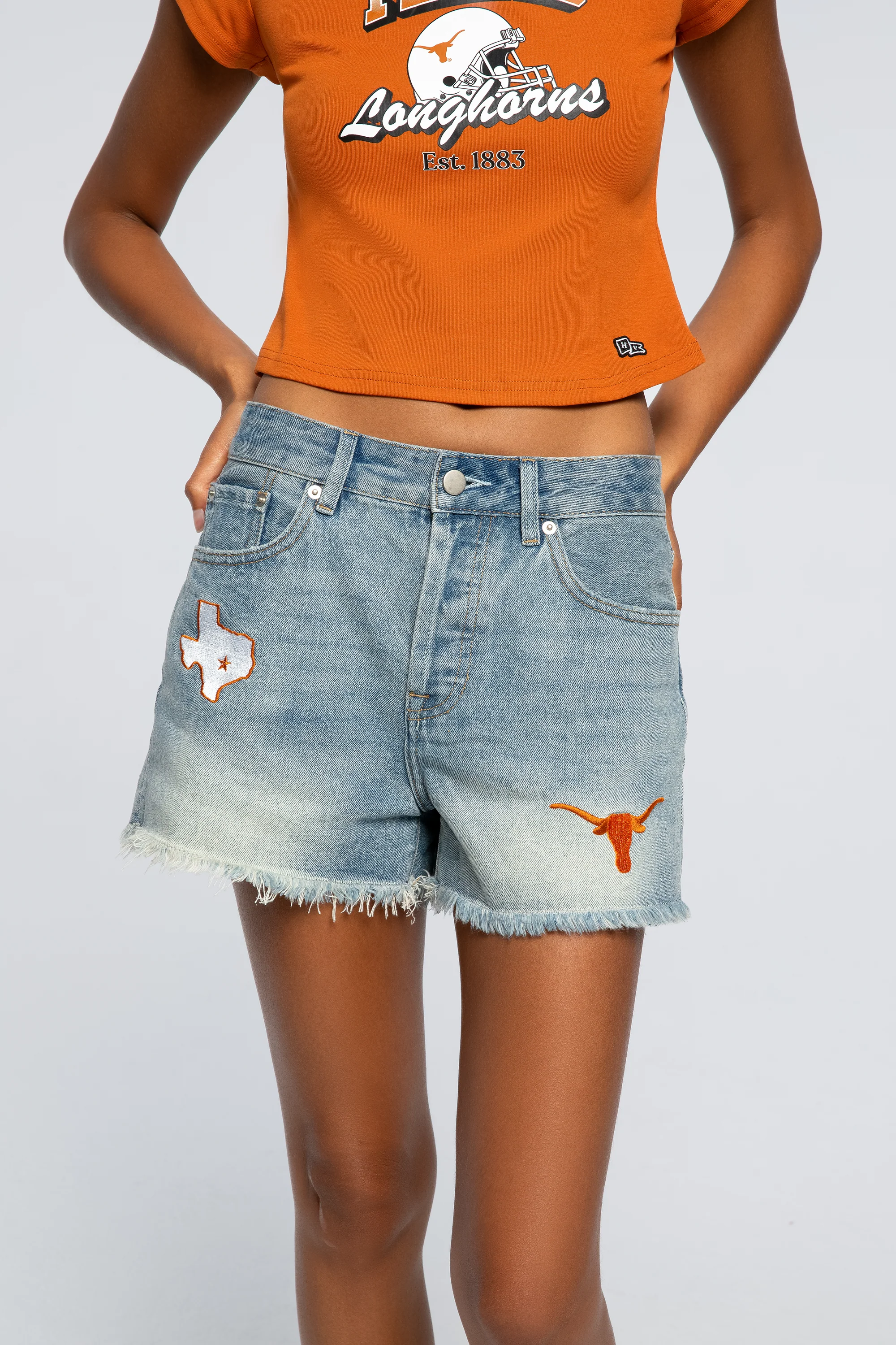 UT Austin Denim Patched Shorts - Image 2